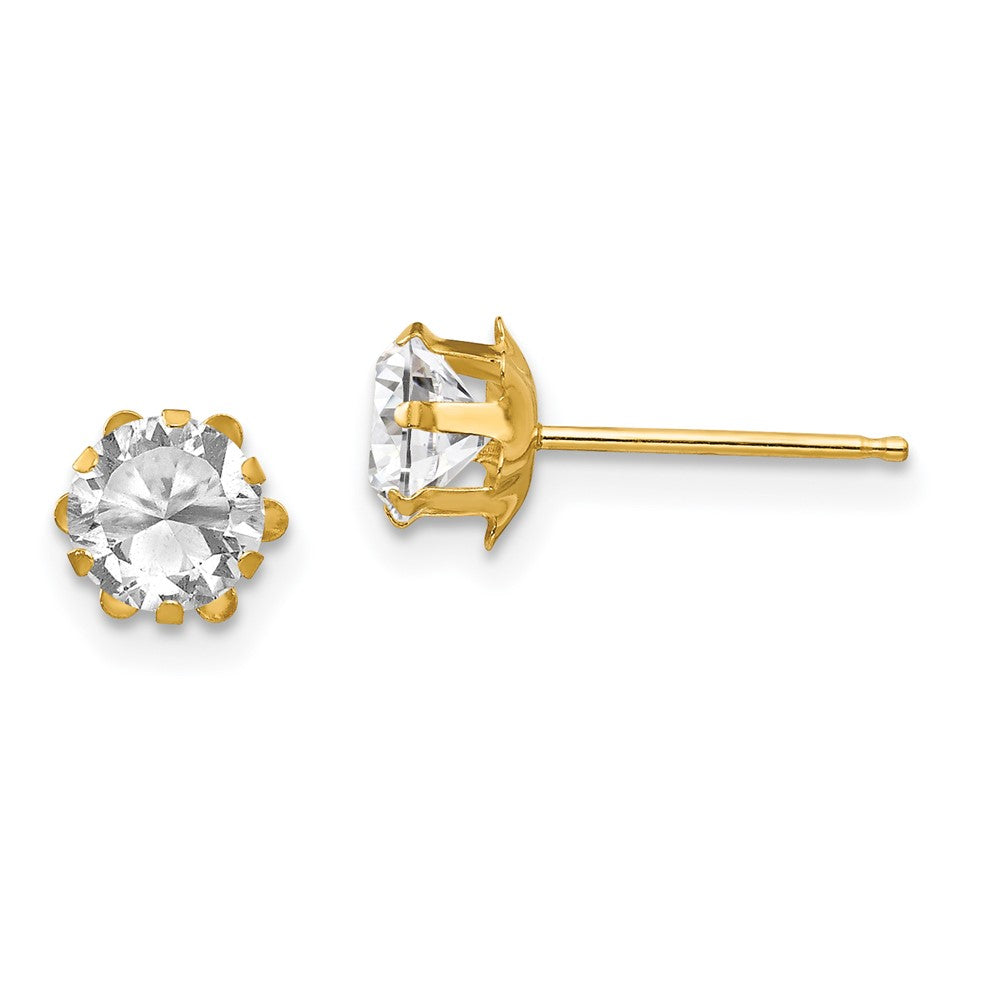 14K Yellow Gold Madi K 5mm Cz Birthatone (Apr) Earrings