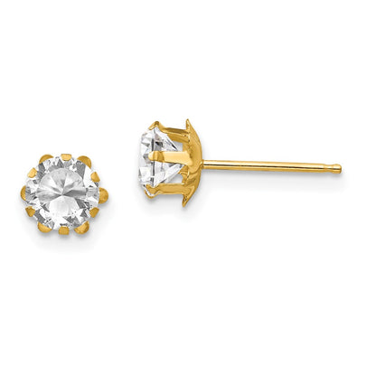 14K Yellow Gold Madi K 5mm Cz Birthatone (Apr) Earrings