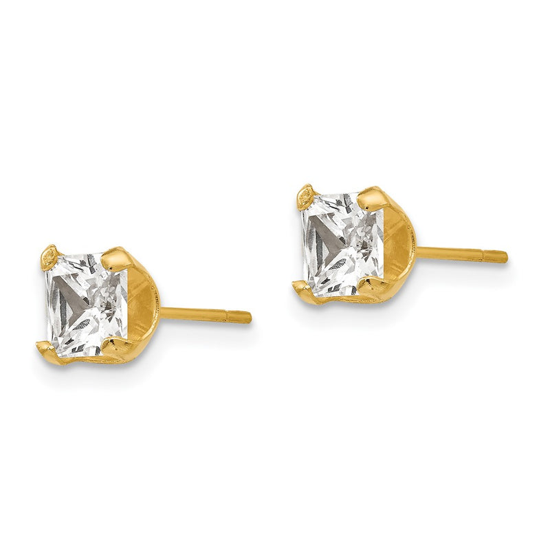 14K Yellow Gold Madi K 5mm Square Cz Post Earrings