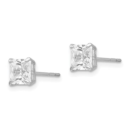14K White Gold Madi K 5mm Square Cz Post Earrings
