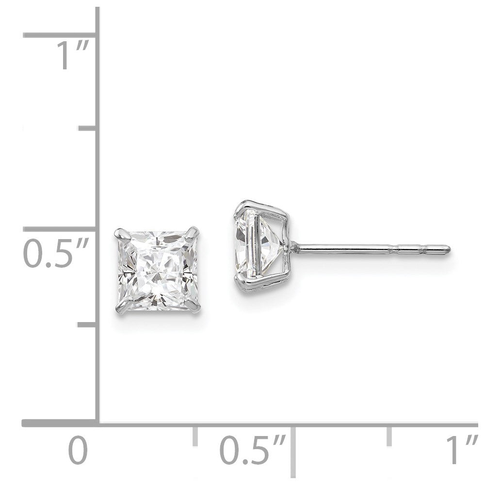 14K White Gold Madi K 5mm Square Cz Post Earrings