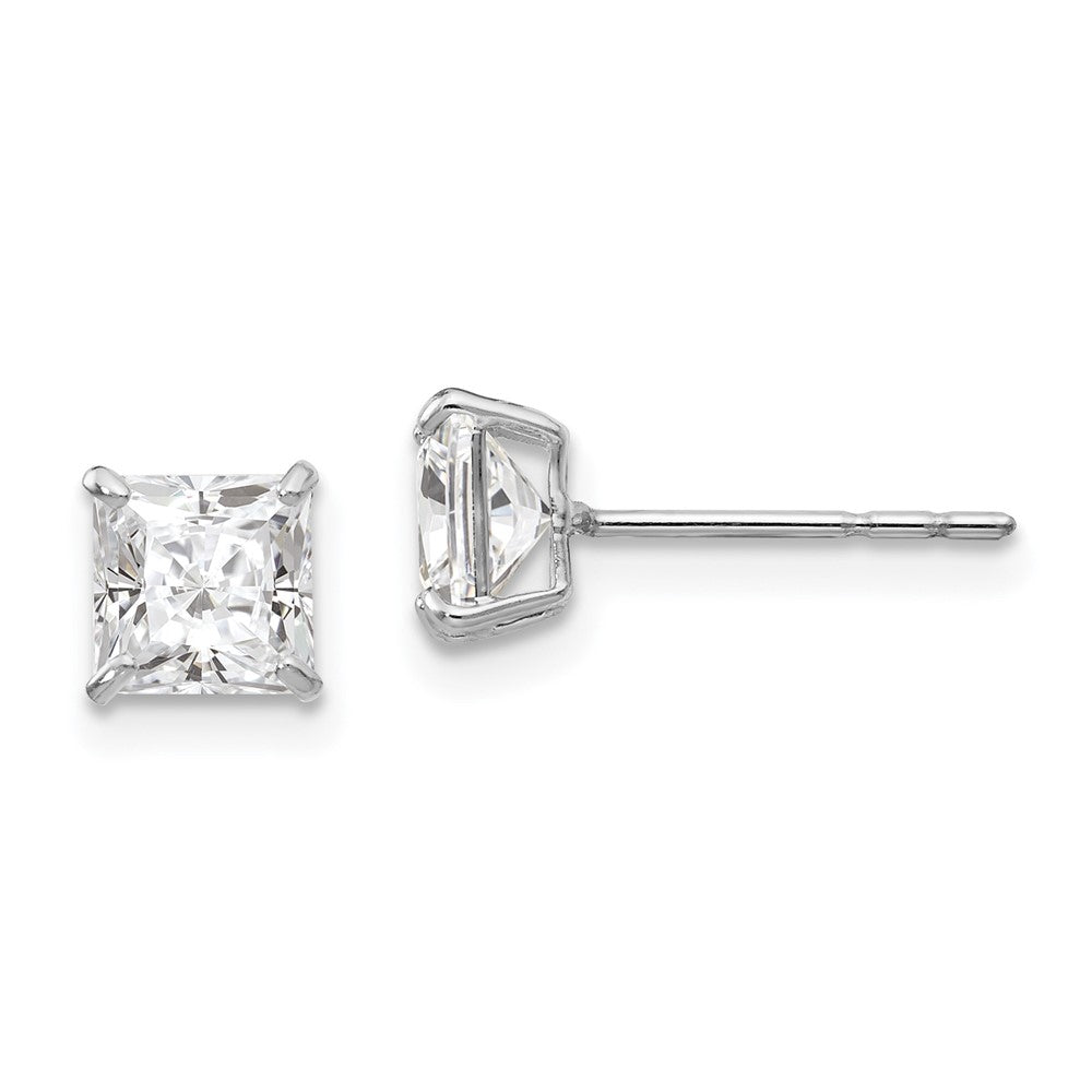 14K White Gold Madi K 5mm Square Cz Post Earrings