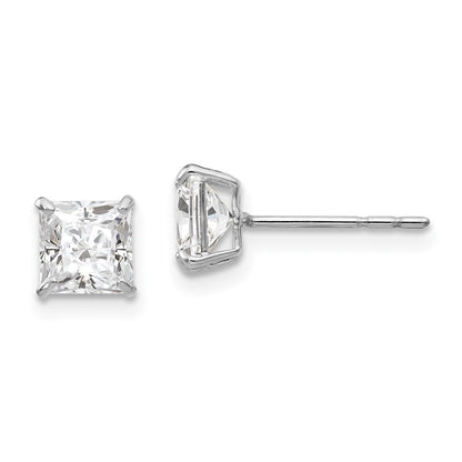14K White Gold Madi K 5mm Square Cz Post Earrings