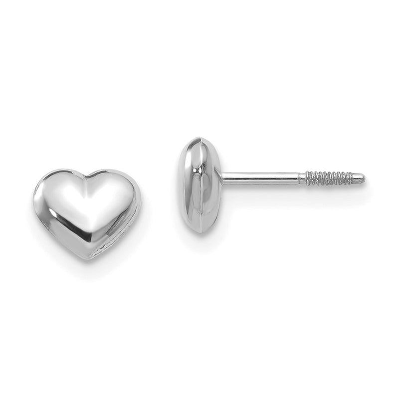 14K White Gold Madi K Puff Heart Post Earrings