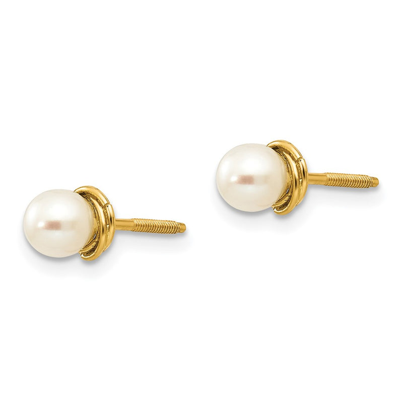14K Yellow Gold Madi K 4-5mm Semi-Round Fw Cultured Pearl Love Knot Post Earrings