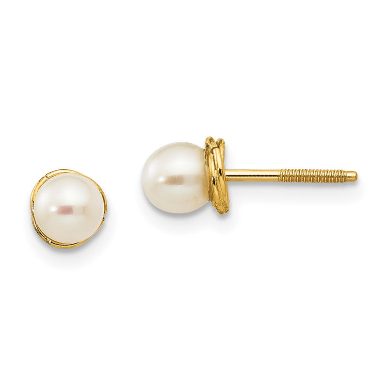 14K Yellow Gold Madi K 4-5mm Semi-Round Fw Cultured Pearl Love Knot Post Earrings