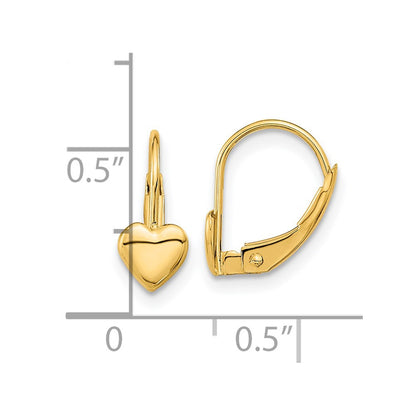 14K Yellow Gold Madi K Heart Leverback Earrings