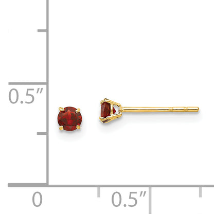14K Yellow Gold Madi K Round Garnet 3mm Post Earrings