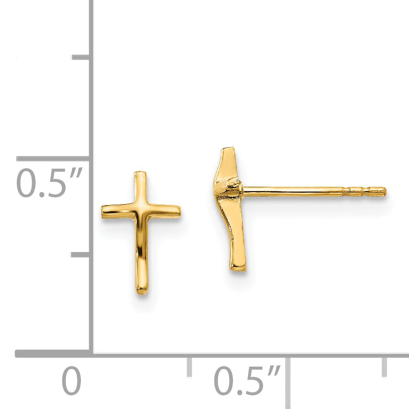 14K Yellow Gold Madi K Polished Cross Post Earrings