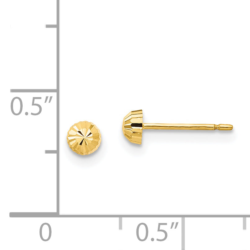 14K Yellow Gold Madi K Diamond Cut 3mm Half-Ball Post Earrings