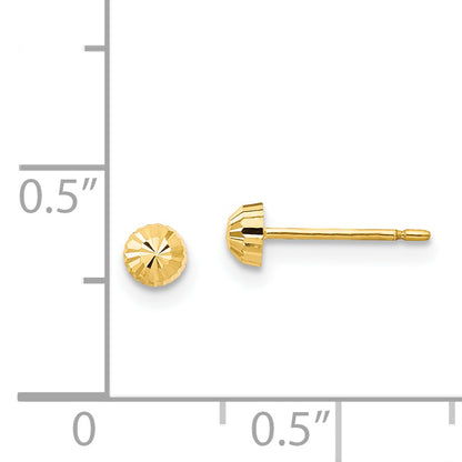 14K Yellow Gold Madi K Diamond Cut 3mm Half-Ball Post Earrings