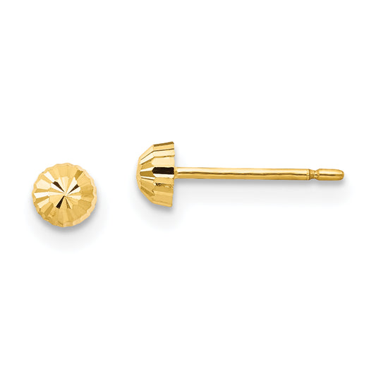14K Yellow Gold Madi K Diamond Cut 3mm Half-Ball Post Earrings