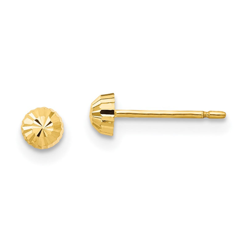14K Yellow Gold Madi K Diamond Cut 3mm Half-Ball Post Earrings