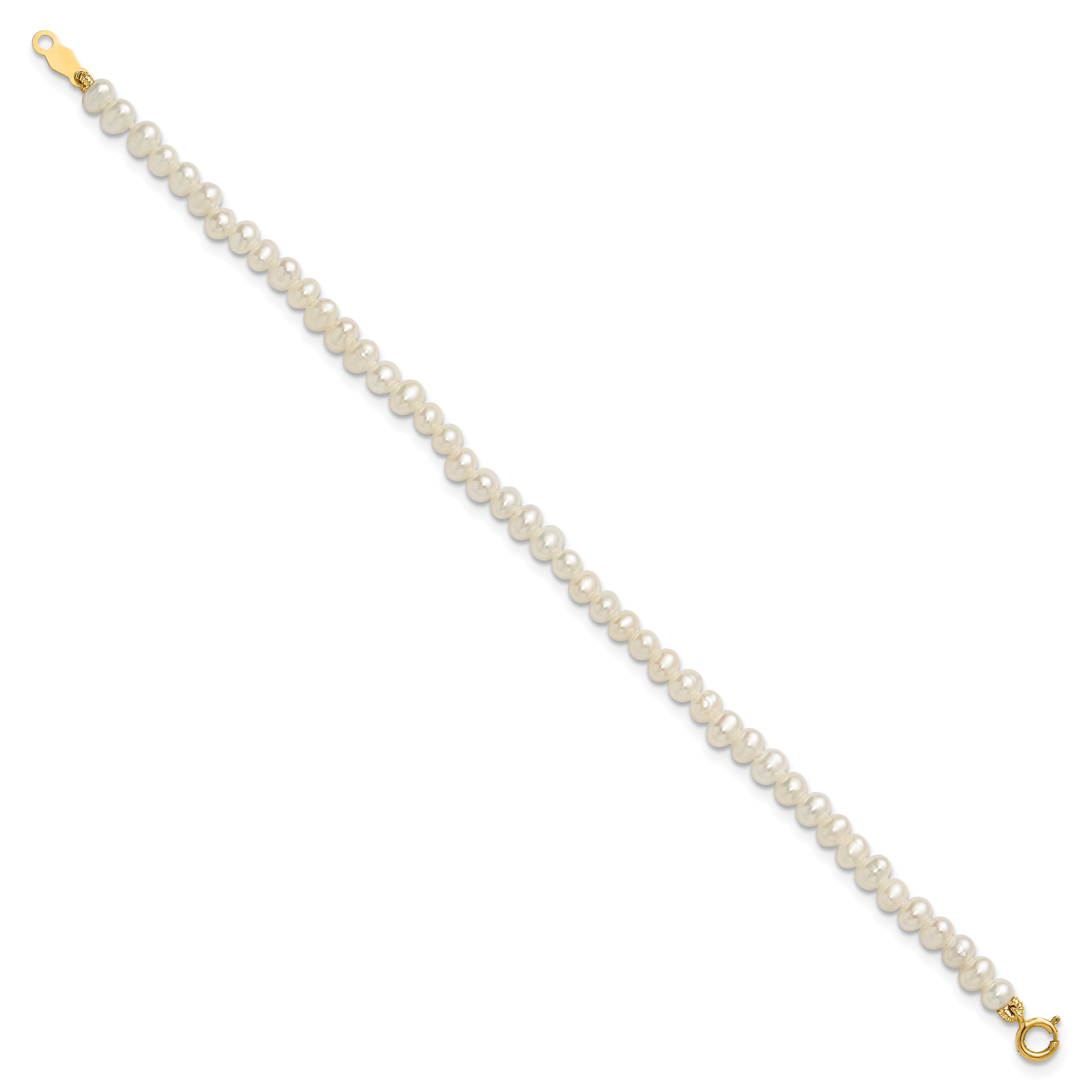 14K Yellow Gold Madi K White Fwc Pearl 15 Necklace, Earrings & 5.5 Bracelet 3Pc Set