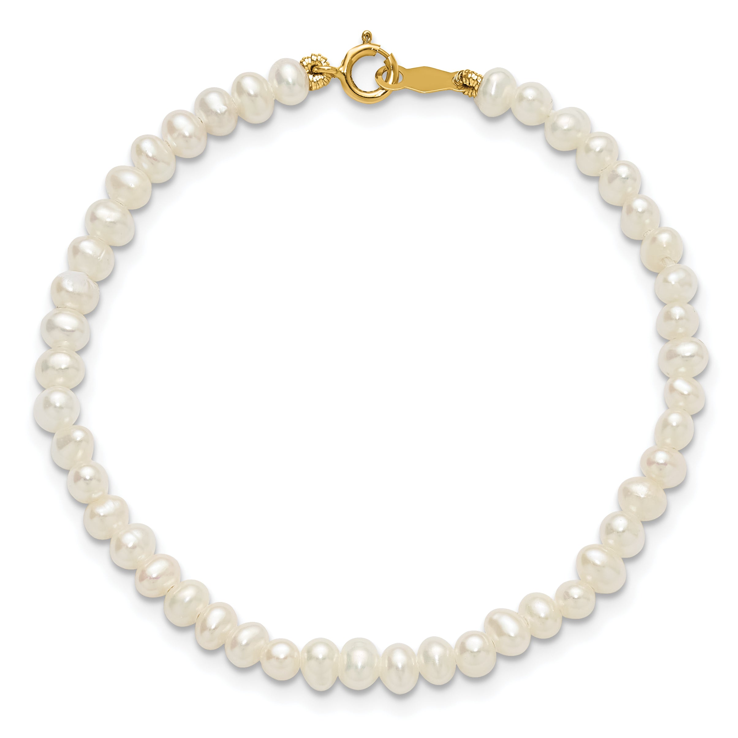 14K Yellow Gold Madi K White Fwc Pearl 15 Necklace, Earrings & 5.5 Bracelet 3Pc Set