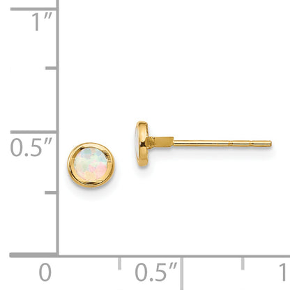 14K Yellow Gold Madi K Polished Lab Created Opal Bezel Post Earrings