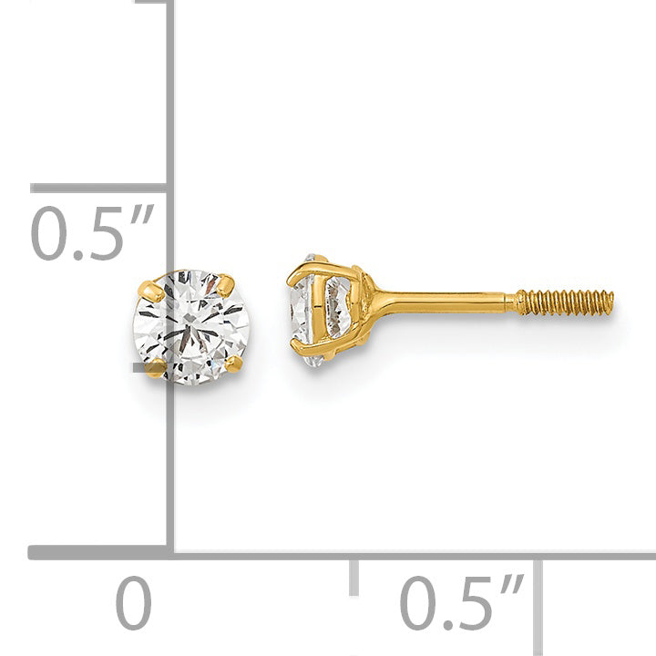 14K Yellow Gold Madi K Polished Reversible Ball And Cz Earrings