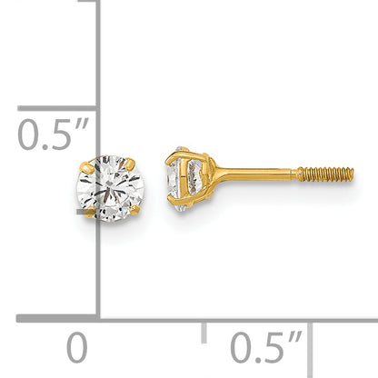 14K Yellow Gold Madi K Polished Reversible Ball And Cz Earrings