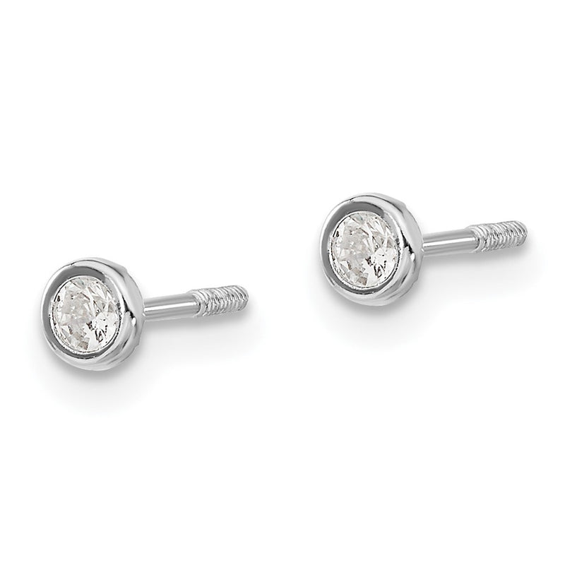 14K White Gold Madi K Polished Cz Bezel Post Earrings