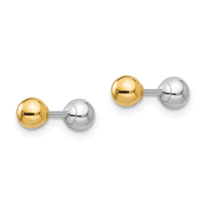 14K Two-Tone Madi K Reversible 4mm Ball Earrings