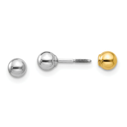 14K Two-Tone Madi K Reversible 4mm Ball Earrings