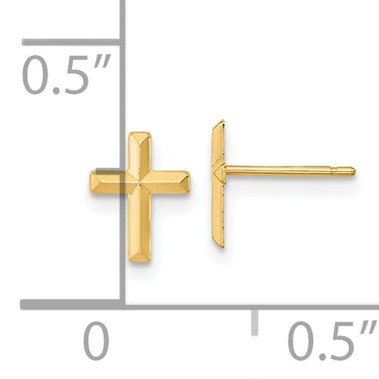 14K Yellow Gold Madi K Polished 3D Cross Post Earrings