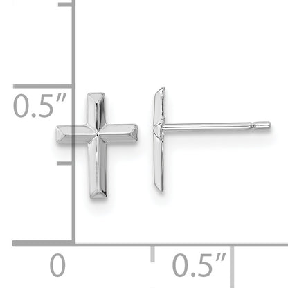 14K White Gold Madi K Polished Cross Post Earrings