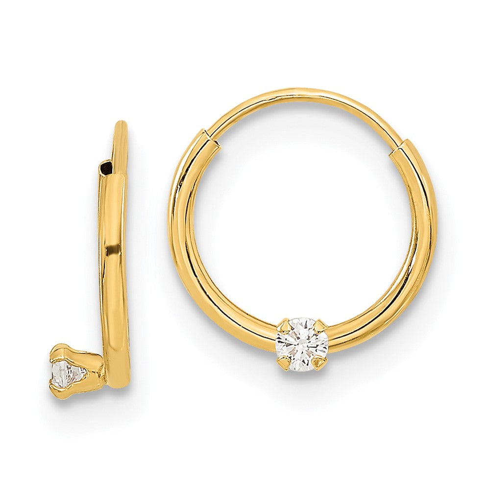 14K Yellow Gold Madi K Polished 2mm Cz On Small Endless Hoops