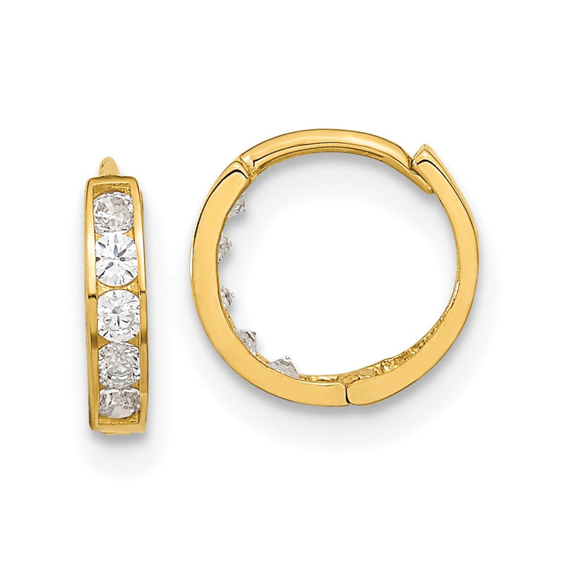 14K Yellow Gold Madi K 2mm Cz Huggie Hoops