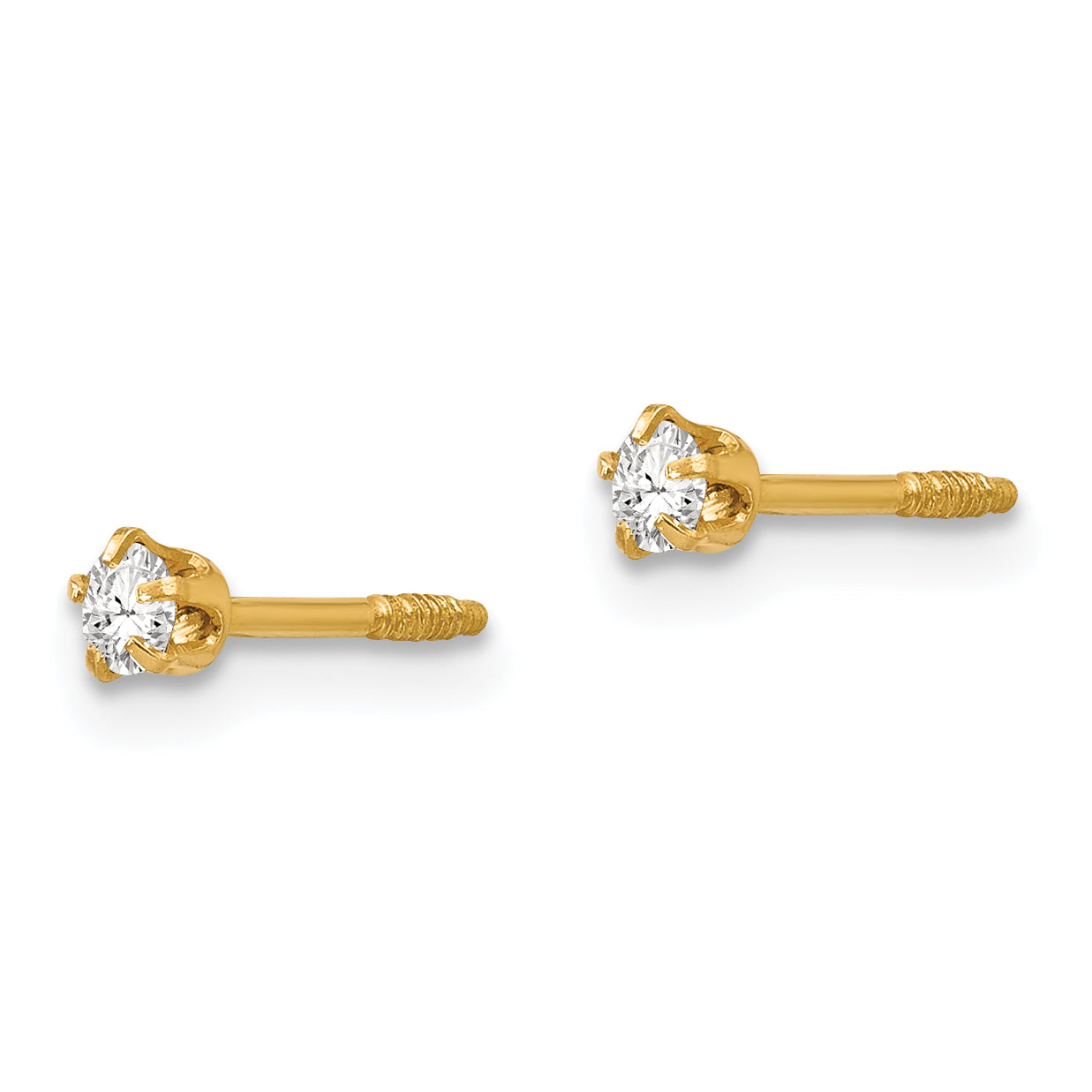 14K Yellow Gold Madi K Polished Reversible Crystal & 3mm Ball Earrings