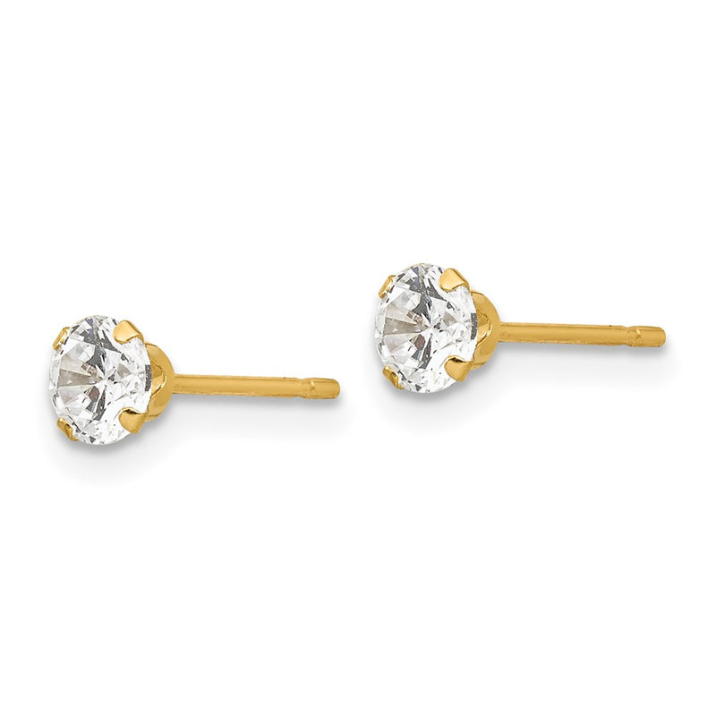 14K Yellow Gold Madi K 4mm Cz Post Earrings