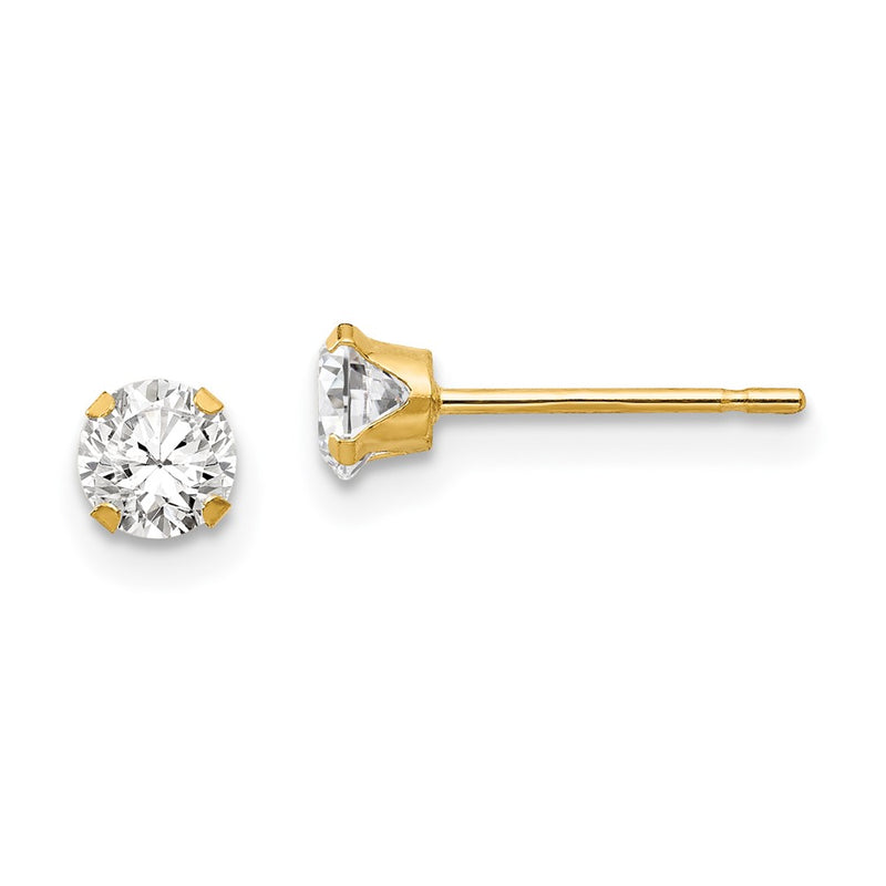 14K Yellow Gold Madi K 4mm Cz Post Earrings