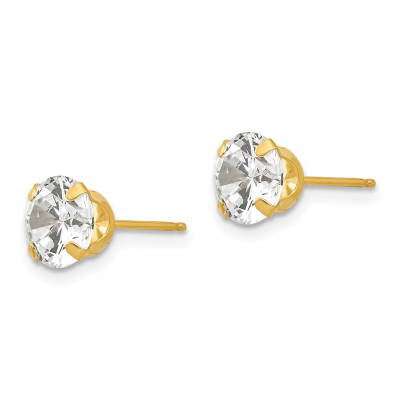 14K Yellow Gold Madi K 6.5mm Cz Post Earrings