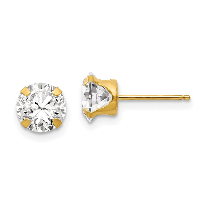 14K Yellow Gold Madi K 6.5mm Cz Post Earrings