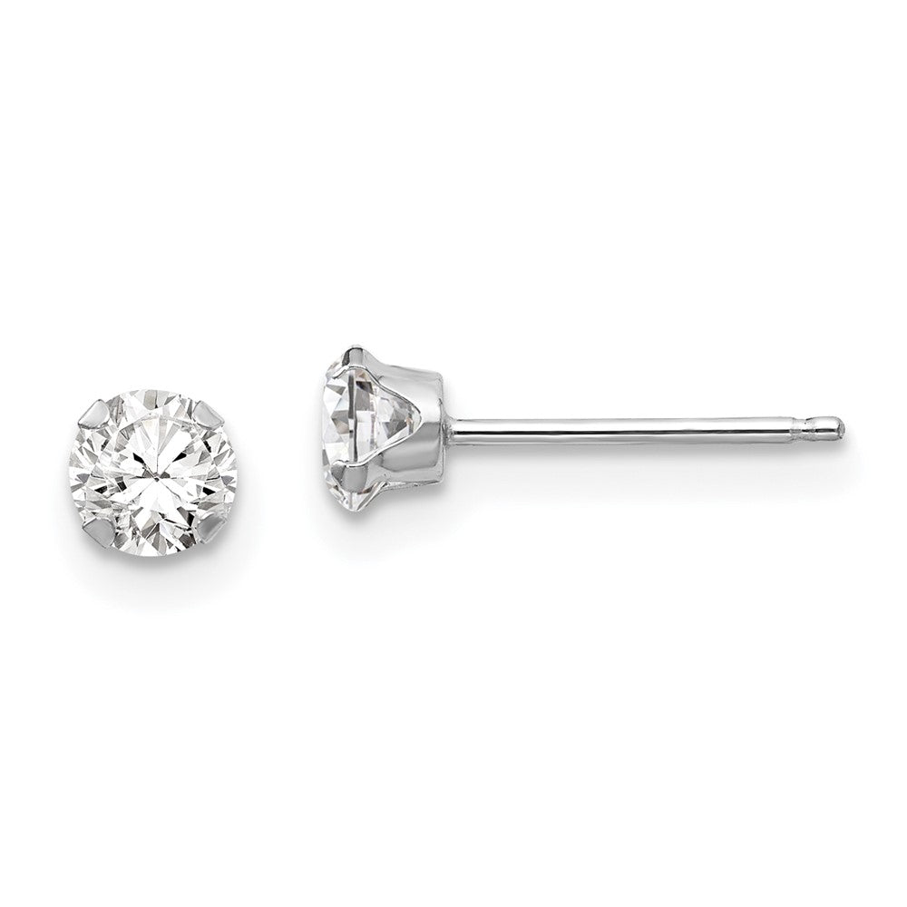 14K White Gold Madi K 4mm Cz Post Earrings