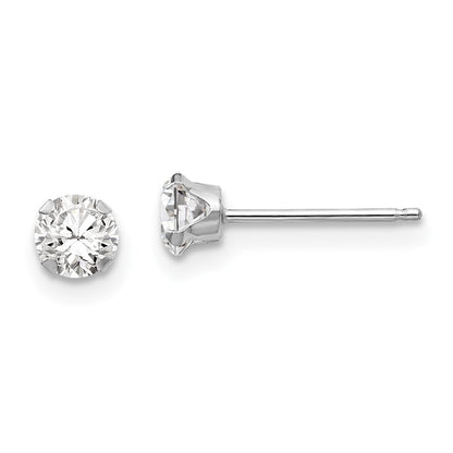 14K White Gold Madi K 4mm Cz Post Earrings