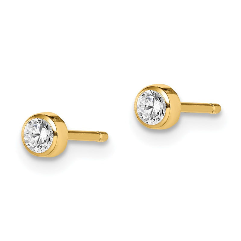 14K Yellow Gold Madi K 3mm Cz Bezel Post Earrings