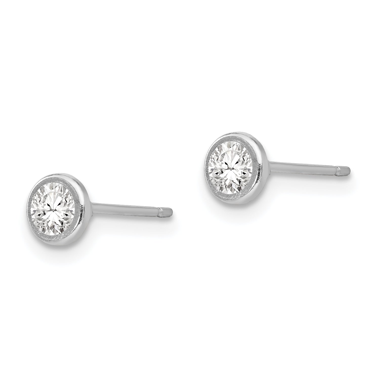 14K White Gold Madi K 4mm Bezel Set Cz Post Earrings