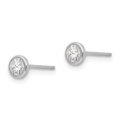 14K White Gold Madi K 4mm Bezel Set Cz Post Earrings