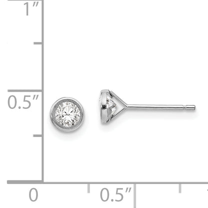 14K White Gold Madi K 4mm Bezel Set Cz Post Earrings