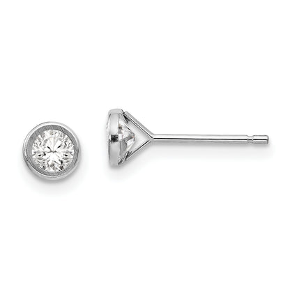 14K White Gold Madi K 4mm Bezel Set Cz Post Earrings