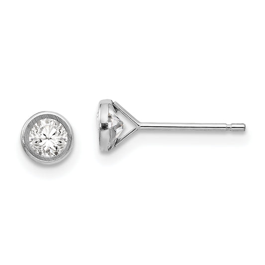 14K White Gold Madi K 4mm Bezel Set Cz Post Earrings