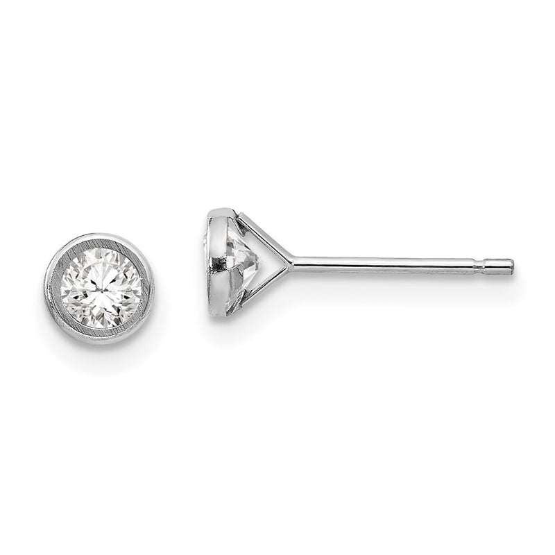 14K White Gold Madi K 4mm Bezel Set Cz Post Earrings