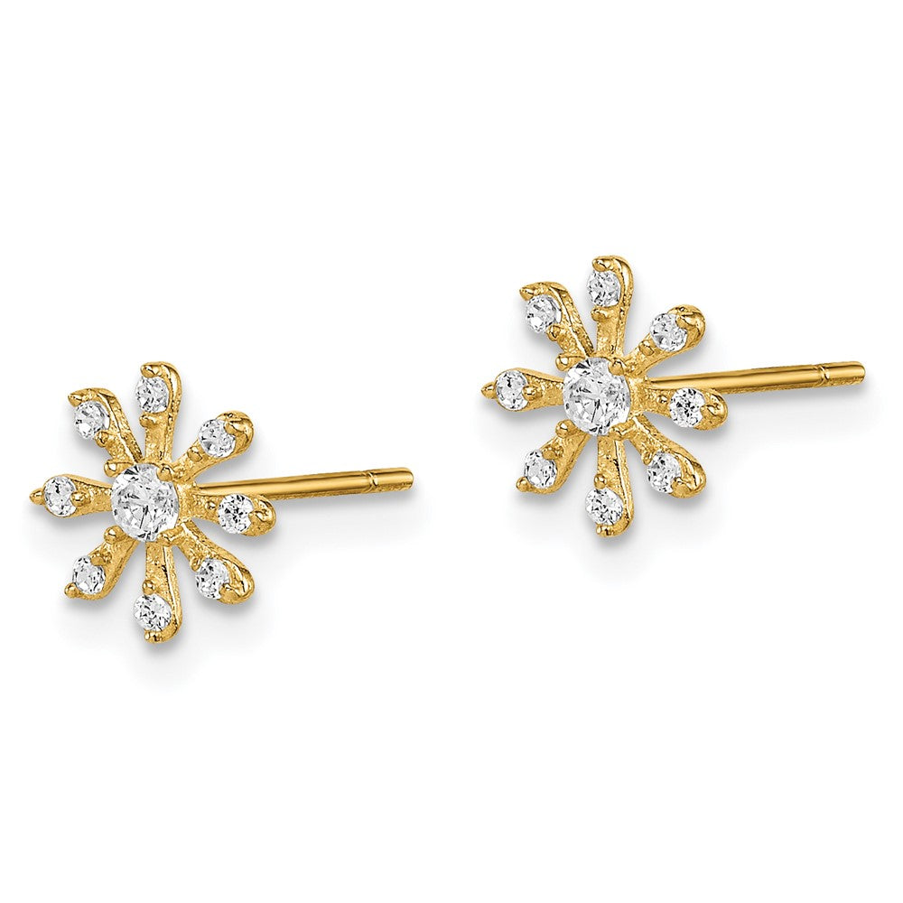 14K Yellow Gold Madi K Cz Flower Post Earrings