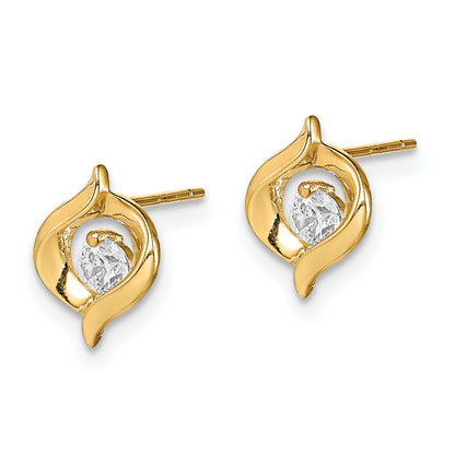 14K Yellow Gold Madi K Cz Twist Post Earrings
