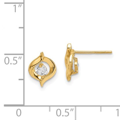 14K Yellow Gold Madi K Cz Twist Post Earrings