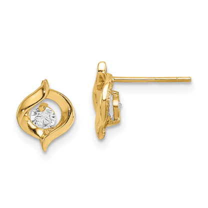 14K Yellow Gold Madi K Cz Twist Post Earrings
