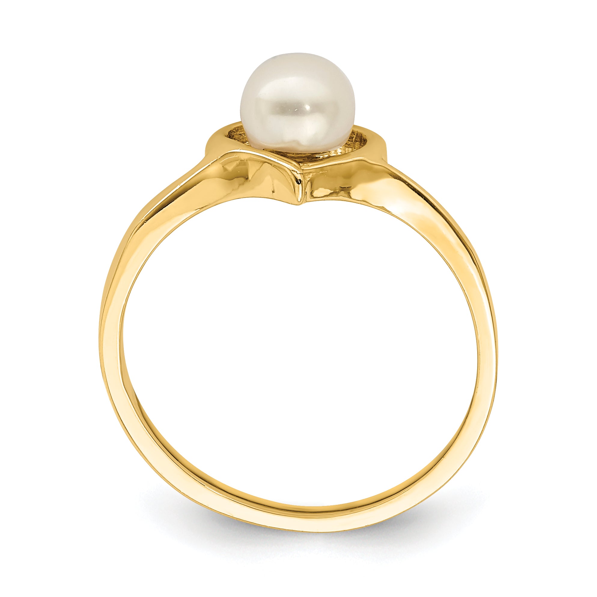 14K Yellow Gold Madi K 4-5mm White Button Freshwater Cultured Pearl Heart Ring