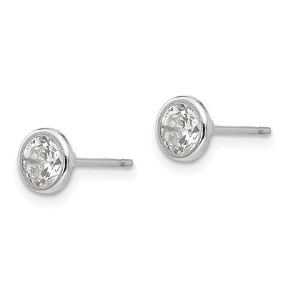 14K White Gold Madi K 5mm Bezel Set Cz Post Earrings