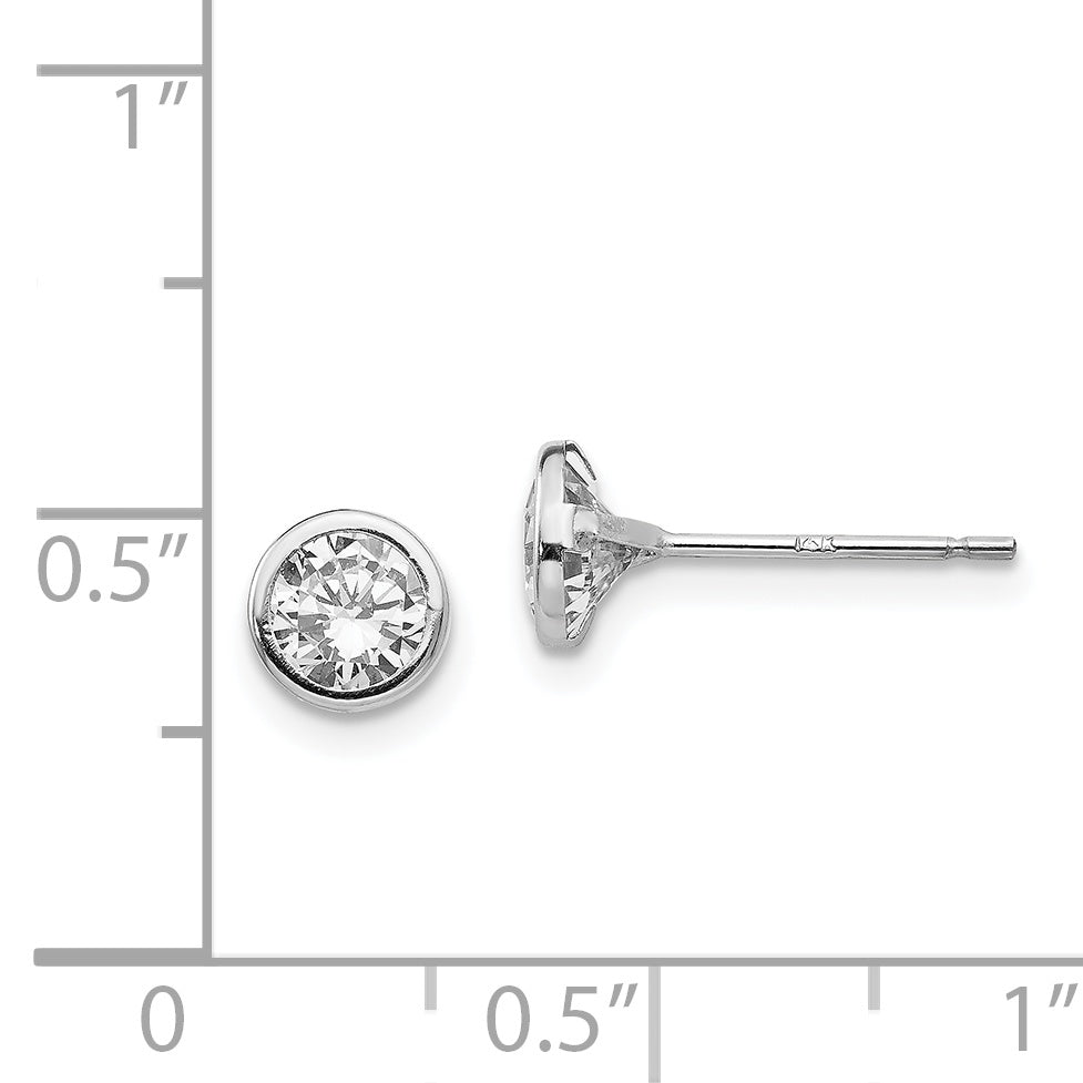 14K White Gold Madi K 5mm Bezel Set Cz Post Earrings
